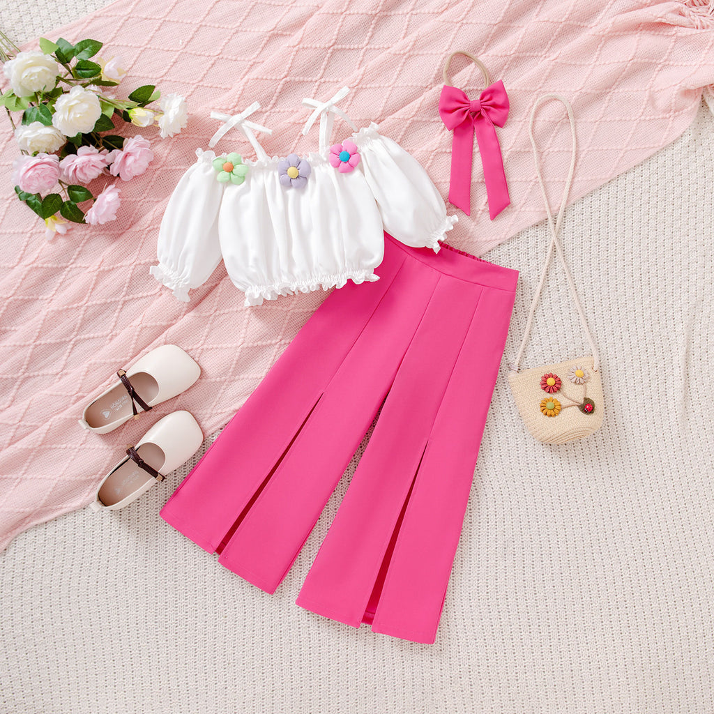 Strap Flower Pants Set