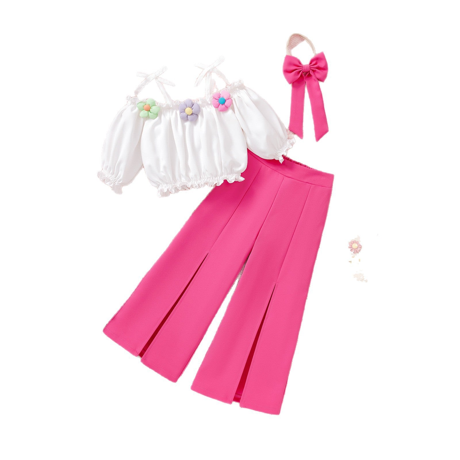 Strap Flower Pants Set