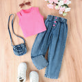 Sleeveless top denim pants set